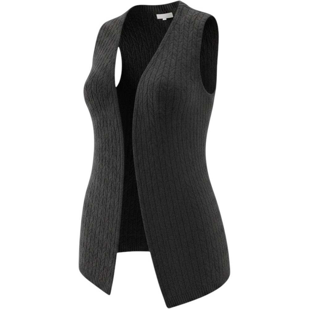 Maurices Womens Charcoal Gray Marl Racerback Open Front Cardigan Vest Size M
